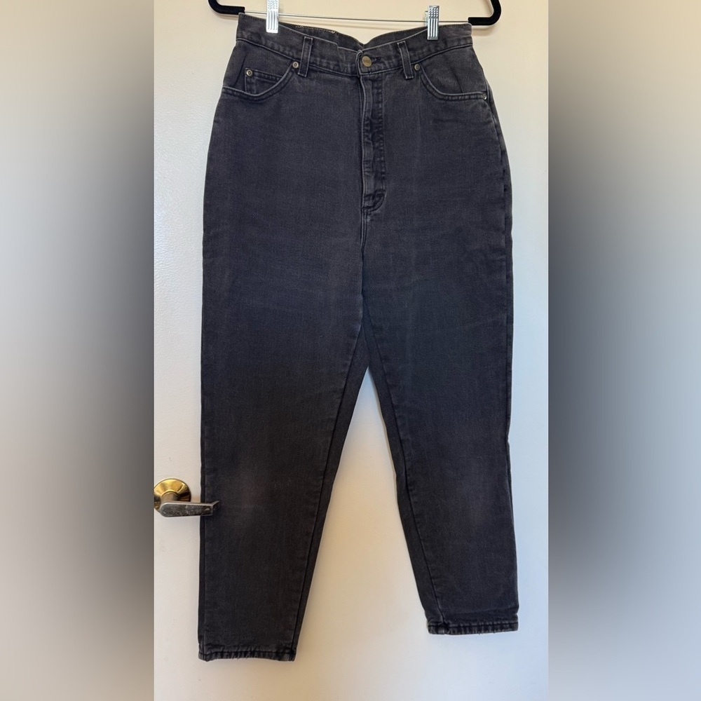 LL Bean Faded Black Flannel Lined Jeans in Size 14 Regular